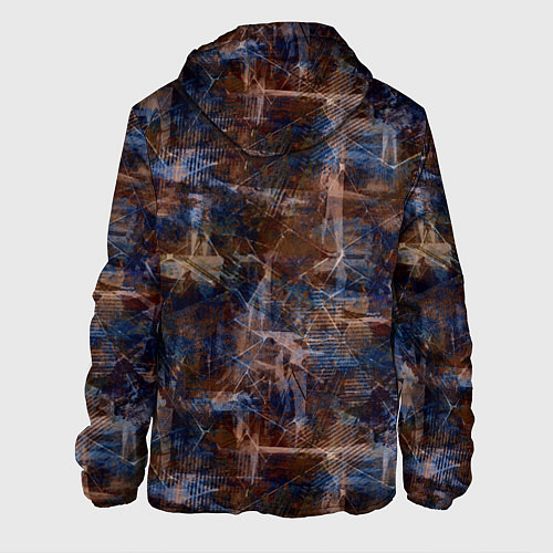 Мужская куртка Коричневый с синим абстрактный гранжевый / 3D-Белый – фото 2