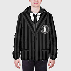 Куртка с капюшоном мужская Ученик академии Невермор ЧБ: униформа, цвет: 3D-черный — фото 2
