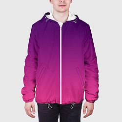 Куртка с капюшоном мужская Фиолетово малиновый градиент, цвет: 3D-белый — фото 2
