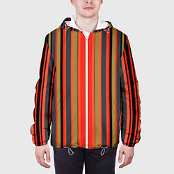 Куртка с капюшоном мужская Вертикальные полосы в оранжево-коричневых тонах, цвет: 3D-белый — фото 2