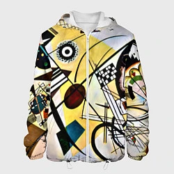 Куртка с капюшоном мужская Поперечная линия - Василий Кандинский, цвет: 3D-белый