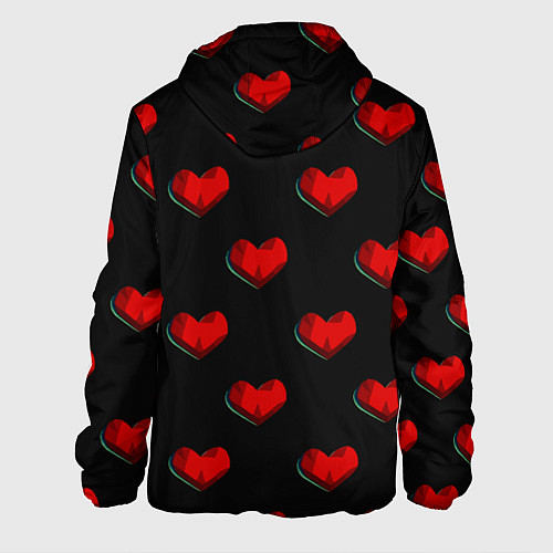 Мужская куртка Красные сердца полигоны / 3D-Белый – фото 2