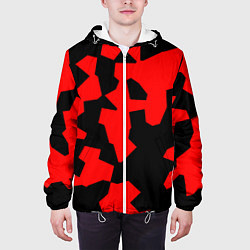 Куртка с капюшоном мужская Черно-красный авторский арт, цвет: 3D-белый — фото 2