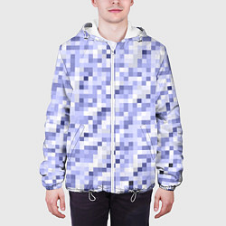 Куртка с капюшоном мужская Пиксельная абстракция из квадратов, цвет: 3D-белый — фото 2