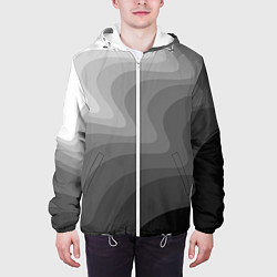 Куртка с капюшоном мужская Черно белые волны, цвет: 3D-белый — фото 2