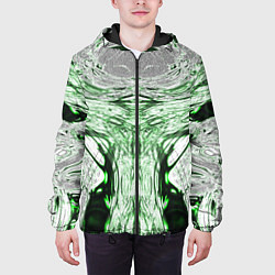 Куртка с капюшоном мужская Зеленый узор, цвет: 3D-черный — фото 2
