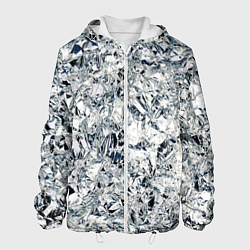 Куртка с капюшоном мужская Сверкающие кристаллы серебра, цвет: 3D-белый