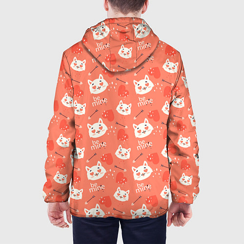 Мужская куртка Паттерн кот на персиковом фоне / 3D-Черный – фото 4