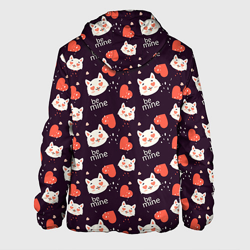 Мужская куртка Паттерн котика на темном фоне / 3D-Белый – фото 2