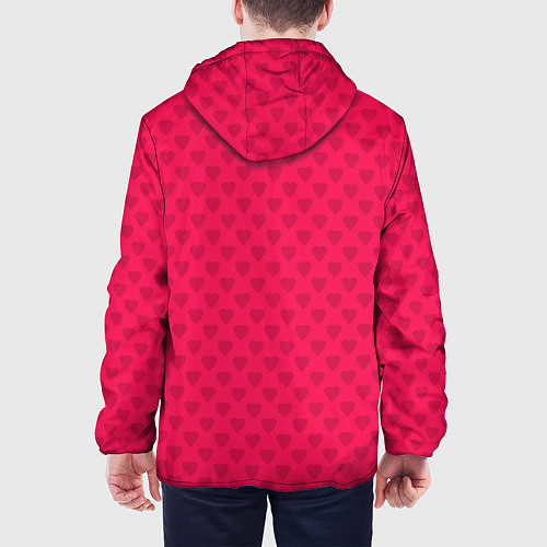 Мужская куртка Красный паттерн с мелкими сердечками / 3D-Черный – фото 4