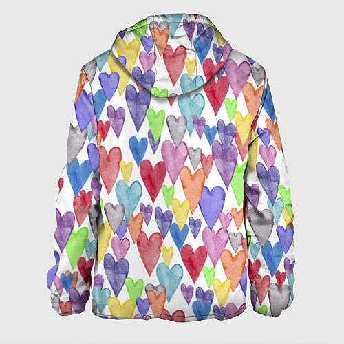 Мужская куртка Разноцветные сердечки Калейдоскоп / 3D-Белый – фото 2