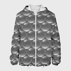Куртка с капюшоном мужская Абстрактное множество серых металлических шаров, цвет: 3D-белый