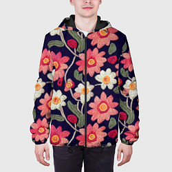 Куртка с капюшоном мужская Эффект красивой вышивки, цвет: 3D-черный — фото 2