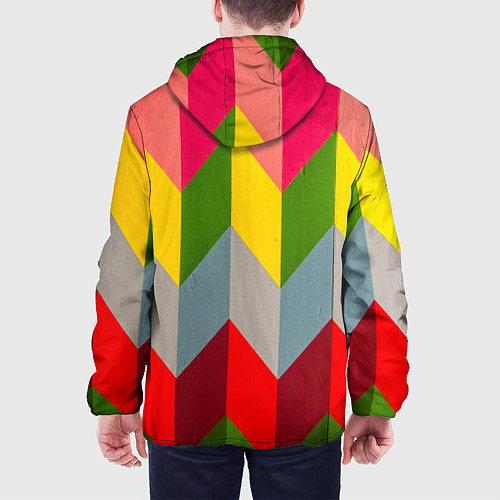 Мужская куртка Разноцветный ромбический абстрактный паттерн / 3D-Черный – фото 4
