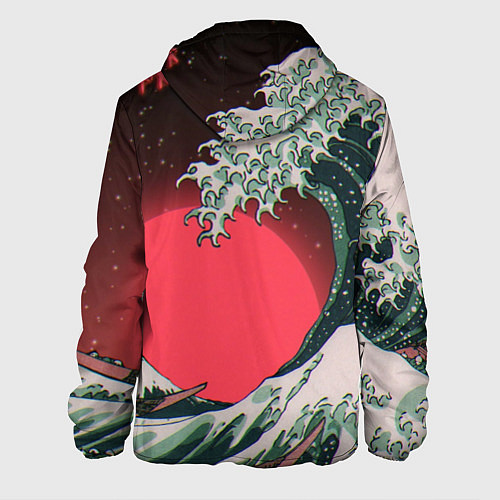 Мужская куртка Японская волна в красном цвете / 3D-Белый – фото 2