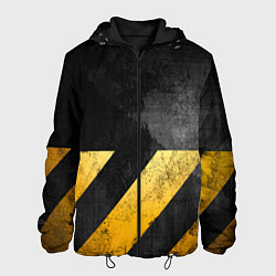 Куртка с капюшоном мужская Желтые предупреждающие полосы, цвет: 3D-черный