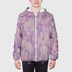 Куртка с капюшоном мужская Множество розовых геометрических кубов, цвет: 3D-белый — фото 2