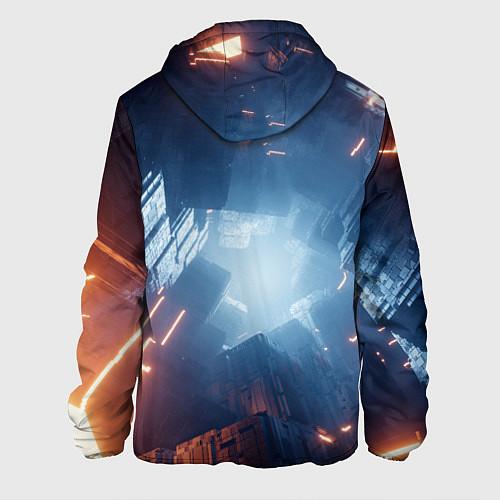 Мужская куртка Множество неоновых блоков во тьме и туман / 3D-Белый – фото 2