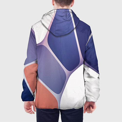 Мужская куртка Узор из синих, фиолетовых, белых и оранжевых камне / 3D-Черный – фото 4