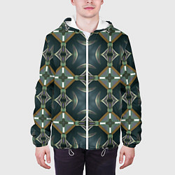 Куртка с капюшоном мужская Абстрактный геометрический узор в стиле фэнтези, цвет: 3D-белый — фото 2