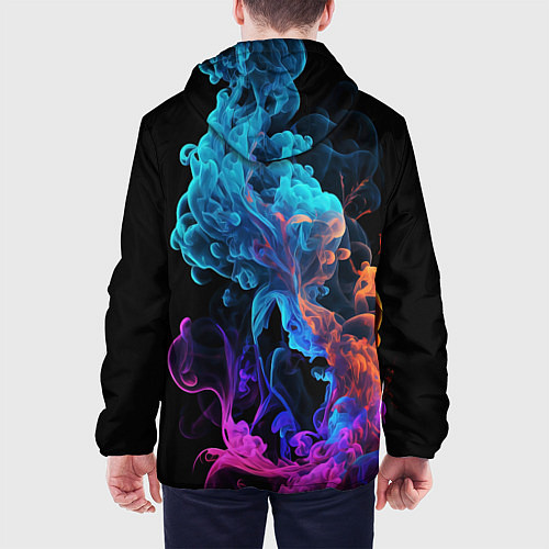 Мужская куртка Неоновый цветной дым на черном фоне / 3D-Черный – фото 4