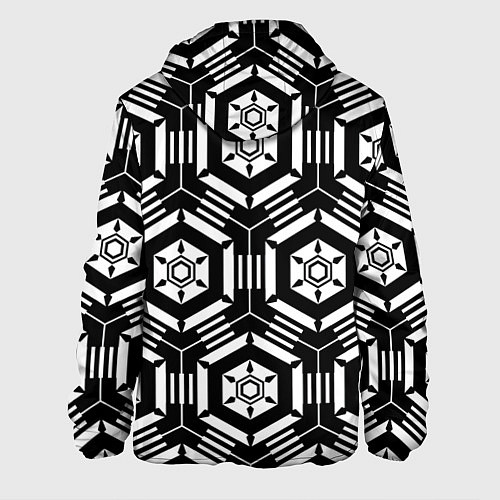 Мужская куртка Абстрактный геометрический узор на тему техники / 3D-Белый – фото 2
