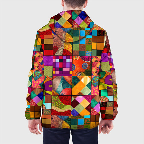 Мужская куртка Лоскутное шитье, пэчворк из нейросети / 3D-Черный – фото 4