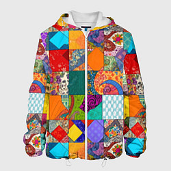 Куртка с капюшоном мужская Разноцветные лоскуты, цвет: 3D-белый