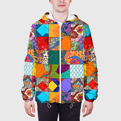 Куртка с капюшоном мужская Разноцветные лоскуты, цвет: 3D-белый — фото 2