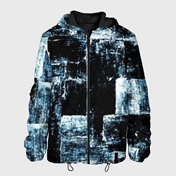 Куртка с капюшоном мужская Голубой, чёрный и белый абстракт, цвет: 3D-черный