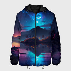 Куртка с капюшоном мужская Ночное небо, пейзаж, цвет: 3D-черный