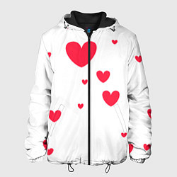 Куртка с капюшоном мужская Много красных сердец, цвет: 3D-черный