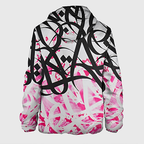 Мужская куртка Черно-розовая каллиграфия / 3D-Белый – фото 2