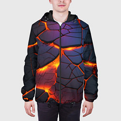 Куртка с капюшоном мужская Неоновая лава - течение, цвет: 3D-черный — фото 2