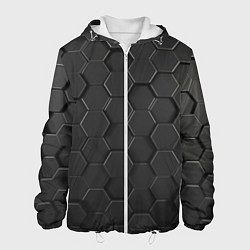 Куртка с капюшоном мужская Abstraction hexagon grey, цвет: 3D-белый