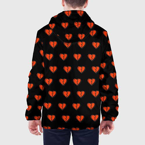 Мужская куртка Разбитые сердца на черном фоне / 3D-Черный – фото 4