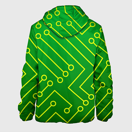 Мужская куртка Технический зелёный паттерн с жёлтыми лучами / 3D-Белый – фото 2