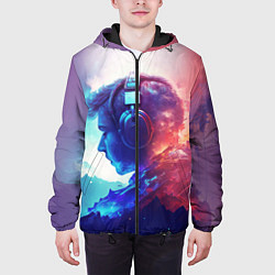 Куртка с капюшоном мужская Парень в наушниках, цвет: 3D-черный — фото 2