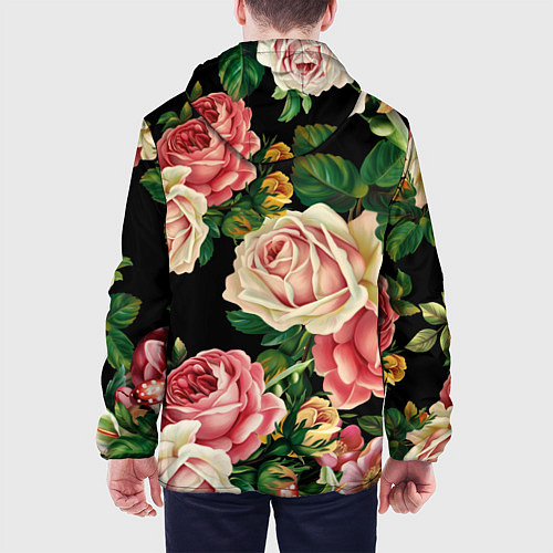 Мужская куртка Цветы на черном фоне / 3D-Черный – фото 4