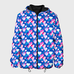 Куртка с капюшоном мужская Узор из сердечек, цвет: 3D-черный