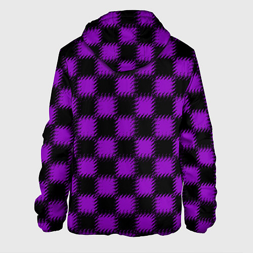 Мужская куртка Фиолетовый черный узор Шахматка / 3D-Белый – фото 2