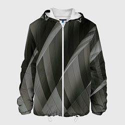 Куртка с капюшоном мужская Абстрактные серые острые металлические листы, цвет: 3D-белый