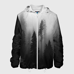 Куртка с капюшоном мужская Красивый лес и туман, цвет: 3D-белый