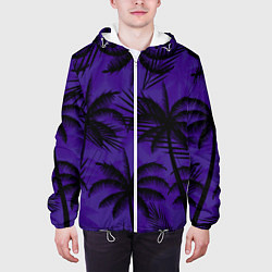 Куртка с капюшоном мужская Пальмы в ночи, цвет: 3D-белый — фото 2