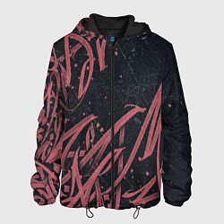 Куртка с капюшоном мужская Бордовое граффити, цвет: 3D-черный
