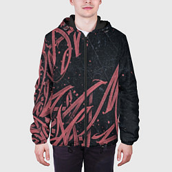 Куртка с капюшоном мужская Бордовое граффити, цвет: 3D-черный — фото 2