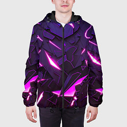 Куртка с капюшоном мужская Неоновые абстрактные электрические плиты, цвет: 3D-черный — фото 2