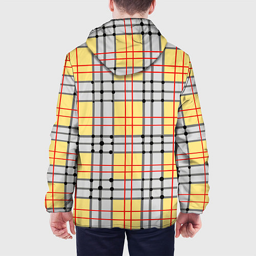 Мужская куртка Светлые квадраты и линии / 3D-Черный – фото 4