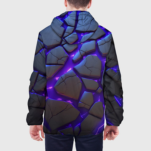 Мужская куртка Неоновые трещины - яркая лава / 3D-Черный – фото 4