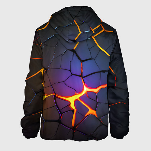 Мужская куртка Неоновые трещины - лава / 3D-Белый – фото 2